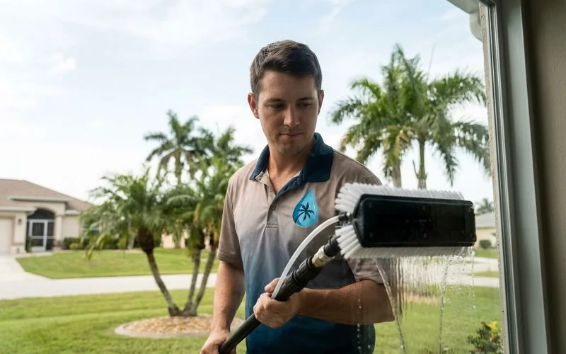 Solar Panel Cleaning in progress in Cape Coral
