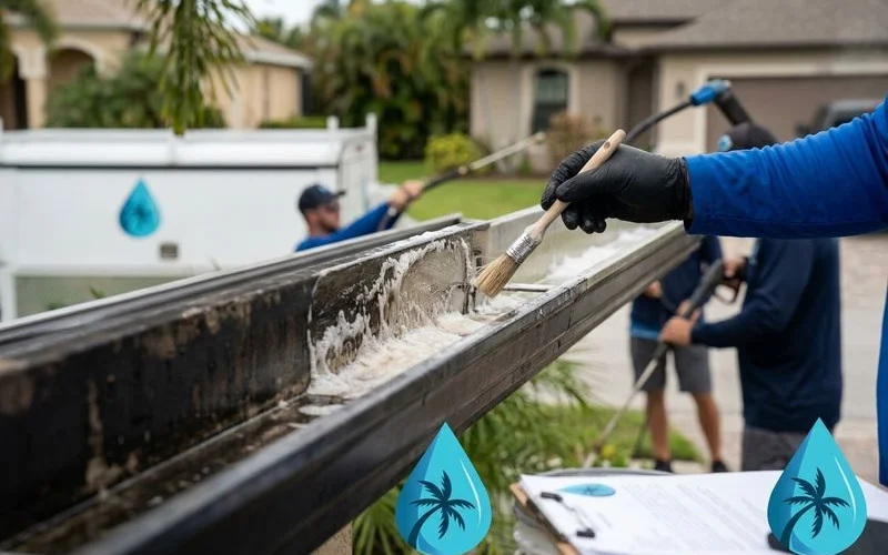 Gutter Cleaning in progress in Cape Coral