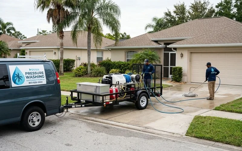 Commercial Pressure Washing in progress in Cape Coral